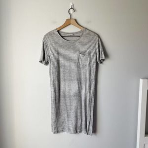 Everlane Women's Gray Stripe 100% Linen Box Cut Tee Dress Size Small